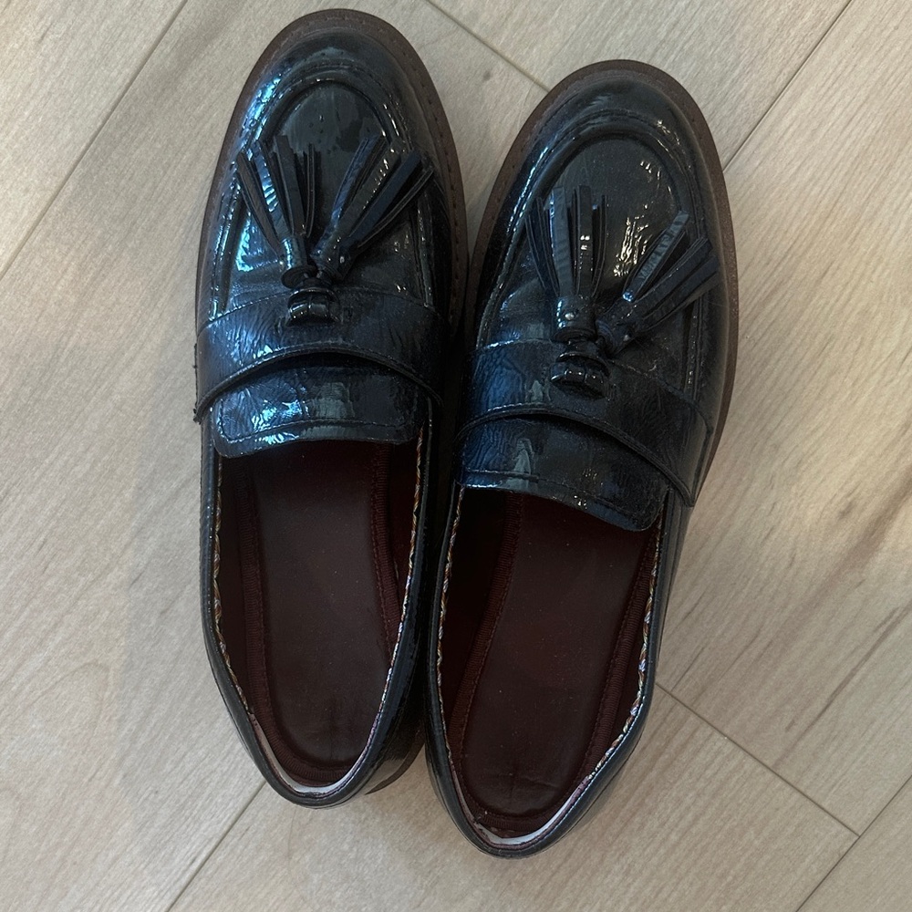 Franco Sarto Classic Black Tassel Loafers size 8